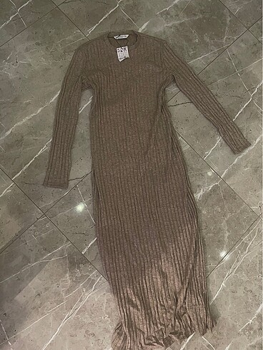 l Beden camel Renk Stradivarius midi elbise