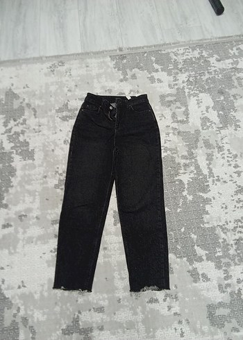 Siyah Midi Boy Salaş Kadın Kot Pantolon - Görsel 2