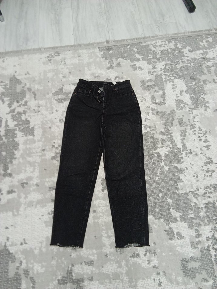 Siyah Midi Boy Salaş Kadın Kot Pantolon - Görsel 2