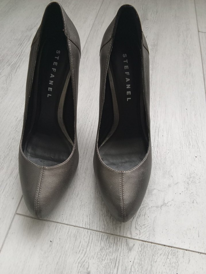 Bej Deri Tokalı Stiletto Kadın Ayakkabı - Görsel 2