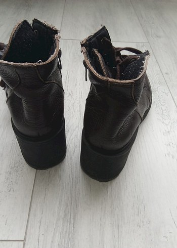 Bej Yılan Desenli Platform Topuklu Kadın Terlik - Görsel 3