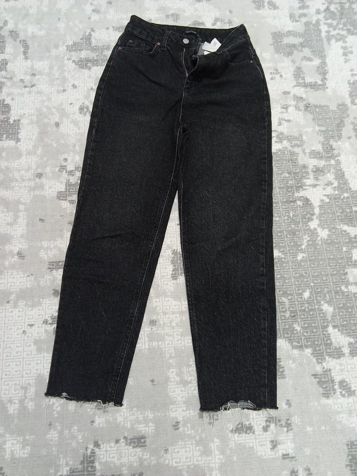 Siyah Bol Kesim Midi Denim Kadın Jean - Görsel 4