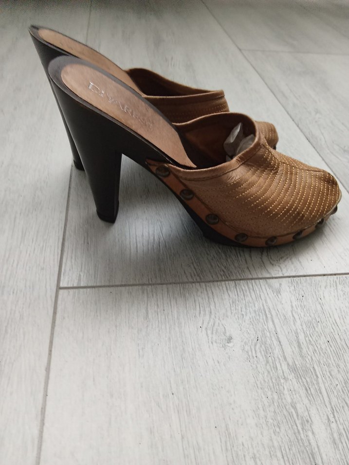 Bej Yılan Desenli Platform Topuklu Kadın Terlik - Görsel 5