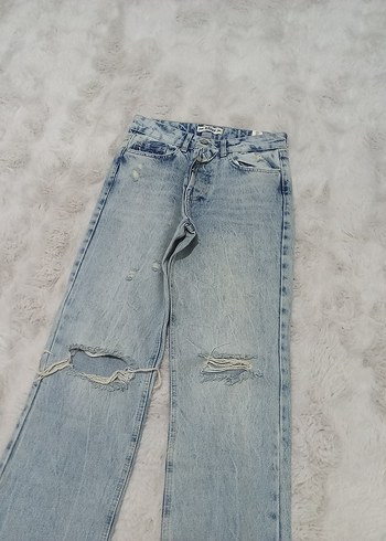 Salaş Kesim Yırtık Detaylı Midi Kot Pantolon - Görsel 4