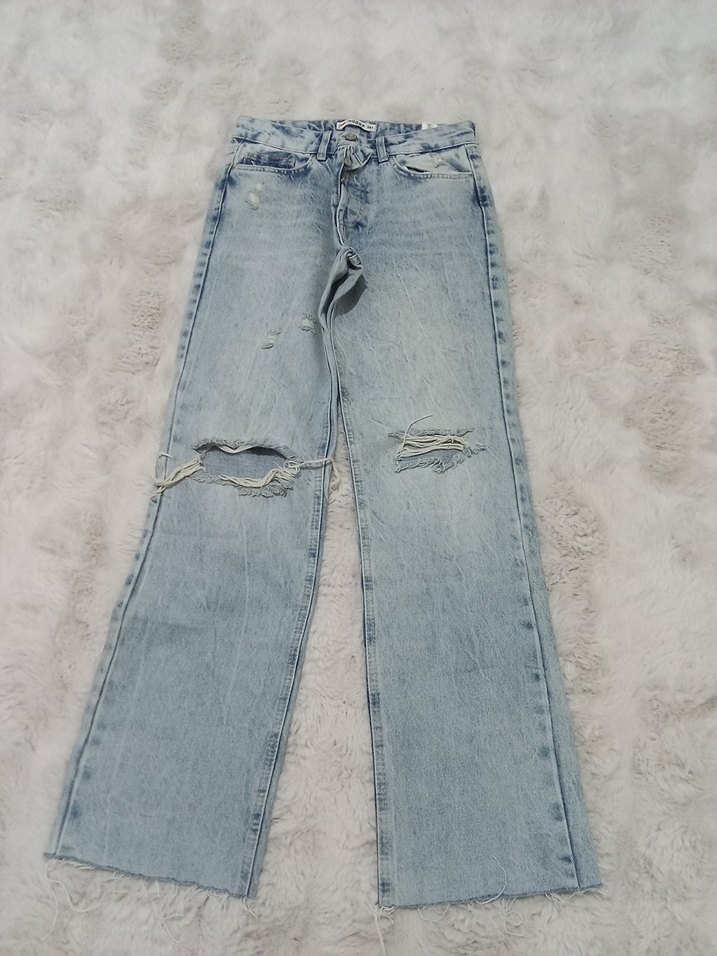 Salaş Kesim Yırtık Detaylı Midi Kot Pantolon - Görsel 2