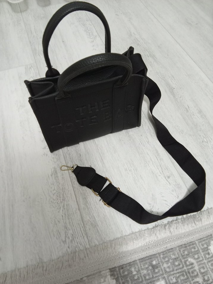 Siyah Deri Fermuarlı Tote Çanta - Görsel 4