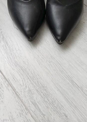 Siyah Deri Stiletto Topuklu Kadın Ayakkabı - Görsel 3