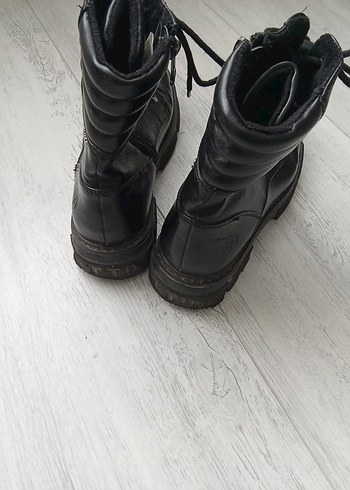 Siyah Deri Tokalı Stiletto Topuklu Punk Bot - Görsel 4