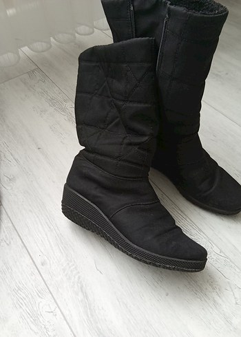 Siyah Kürklü Kadın Dolgu Topuk Bot - Görsel 5