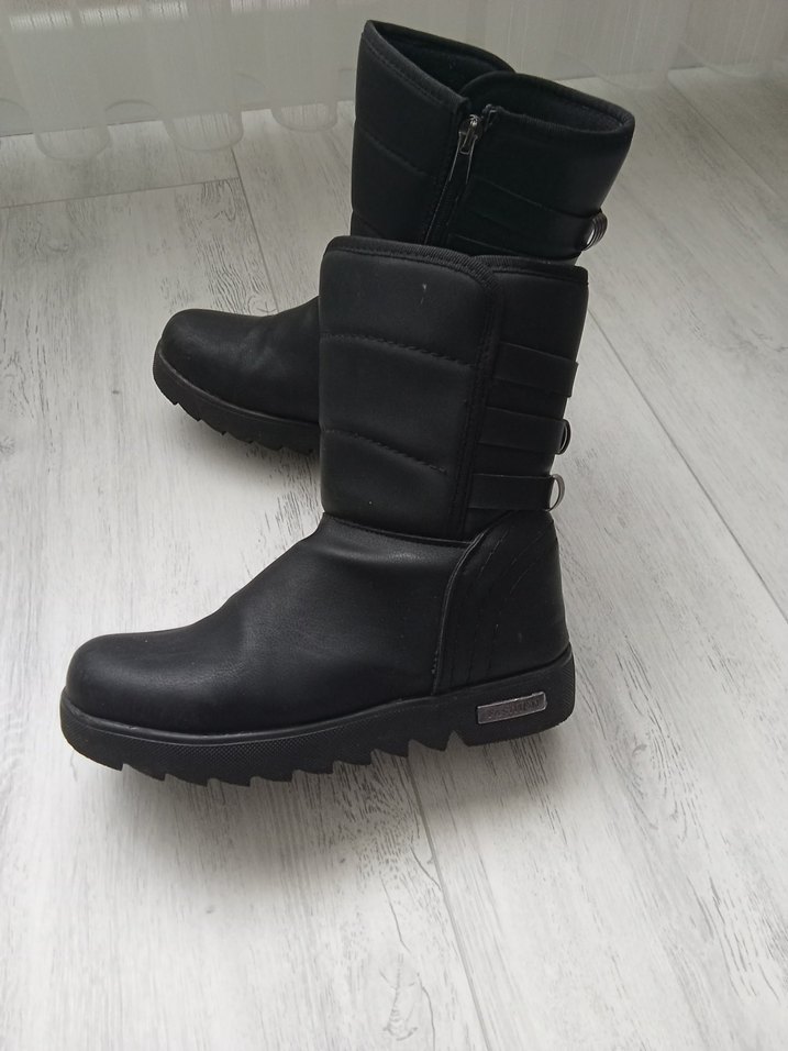 Koyu Siyah Tokalı Kadın Dolgu Topuk Bot - Görsel 4