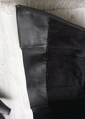 Siyah Deri Gotik Yüksek Topuklu Dizüstü Çizme - Görsel 8