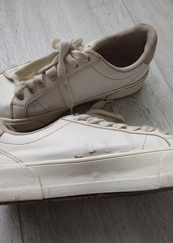 Beyaz Minimalist Platform Topuklu Kadın Spor Ayakkabı - Görsel 5