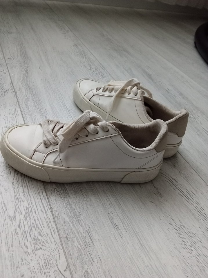 Beyaz Minimalist Platform Topuklu Kadın Spor Ayakkabı - Görsel 3