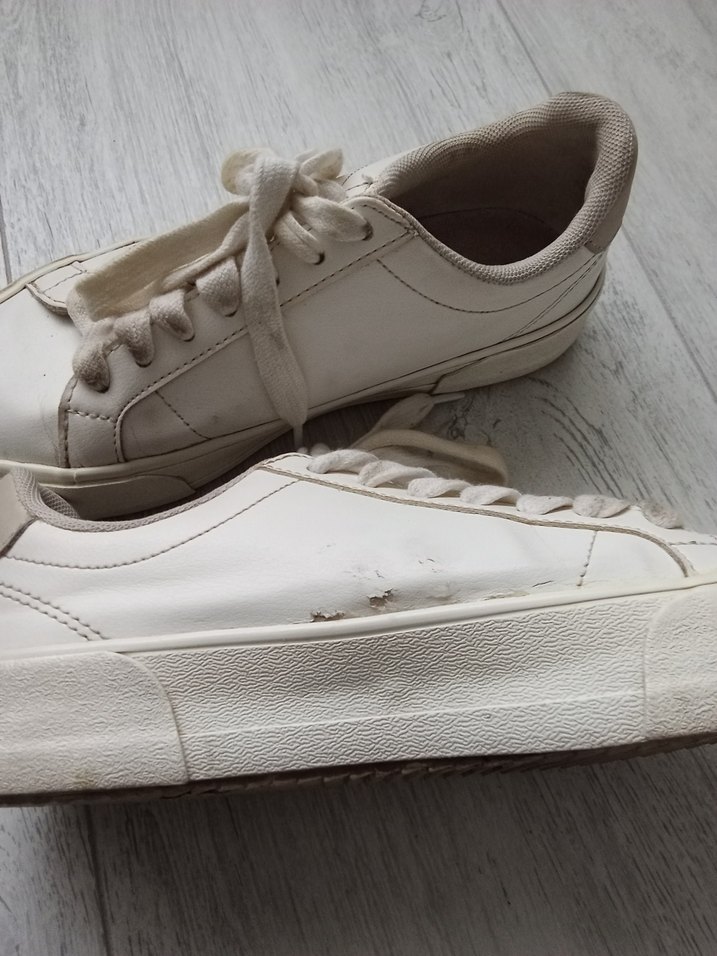 Beyaz Minimalist Platform Topuklu Kadın Spor Ayakkabı - Görsel 5