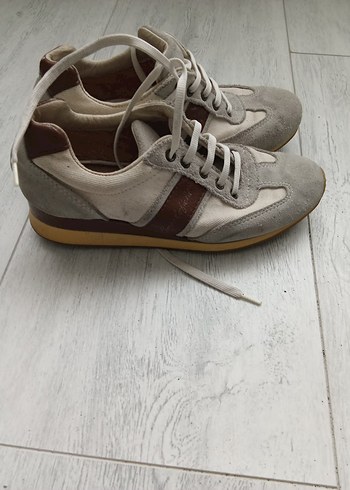 Bej Gri Süet Dolgu Topuklu Kadın Spor Ayakkabı - Görsel 2