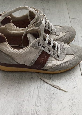 Bej Gri Süet Dolgu Topuklu Kadın Spor Ayakkabı - Görsel 5