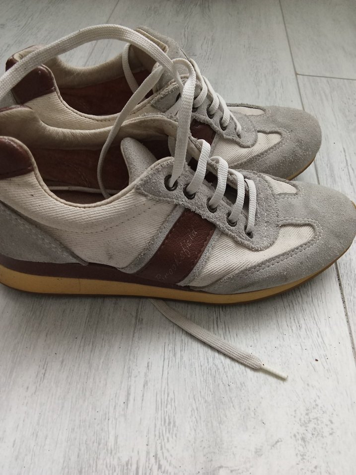 Bej Gri Süet Dolgu Topuklu Kadın Spor Ayakkabı - Görsel 5