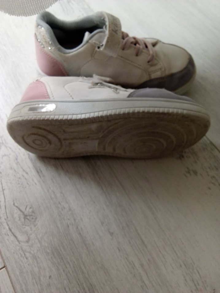 Kız Çocuk Beyaz Gri Cırtlı Spor Ayakkabı - Görsel 5