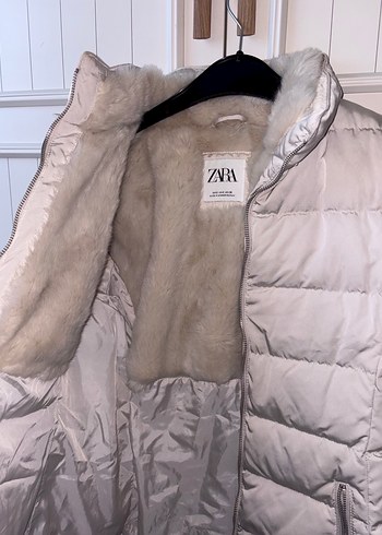 s Beden Beyaz Kürklü Kadın Kışlık zara Mont