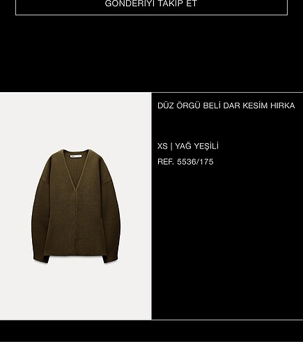 Zara zara beli dar kesim hırka