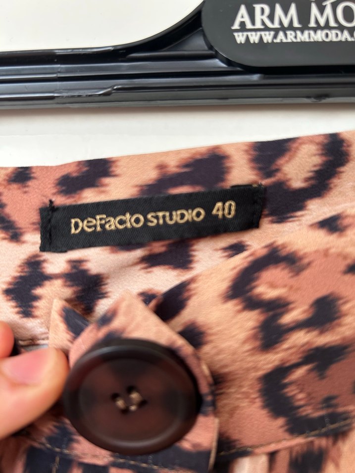 Drapeli Leopar Desenli Uzun Kadın Etek - Görsel 4