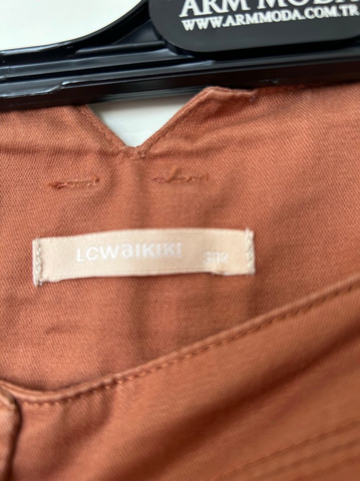 Düğmeli Bej Midi Pamuk Etek - Görsel 2