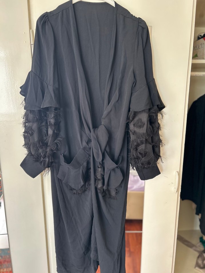 Uzun Siyah Gotik Kadın Sabahlık - Görsel 2