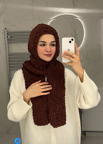 Bordo Örgü Kadın bereli atkı balaklava - Görsel 3