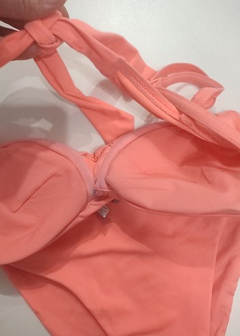 Fermuarlı İnce Askılı Midi Pembe Mayo - Görsel 4