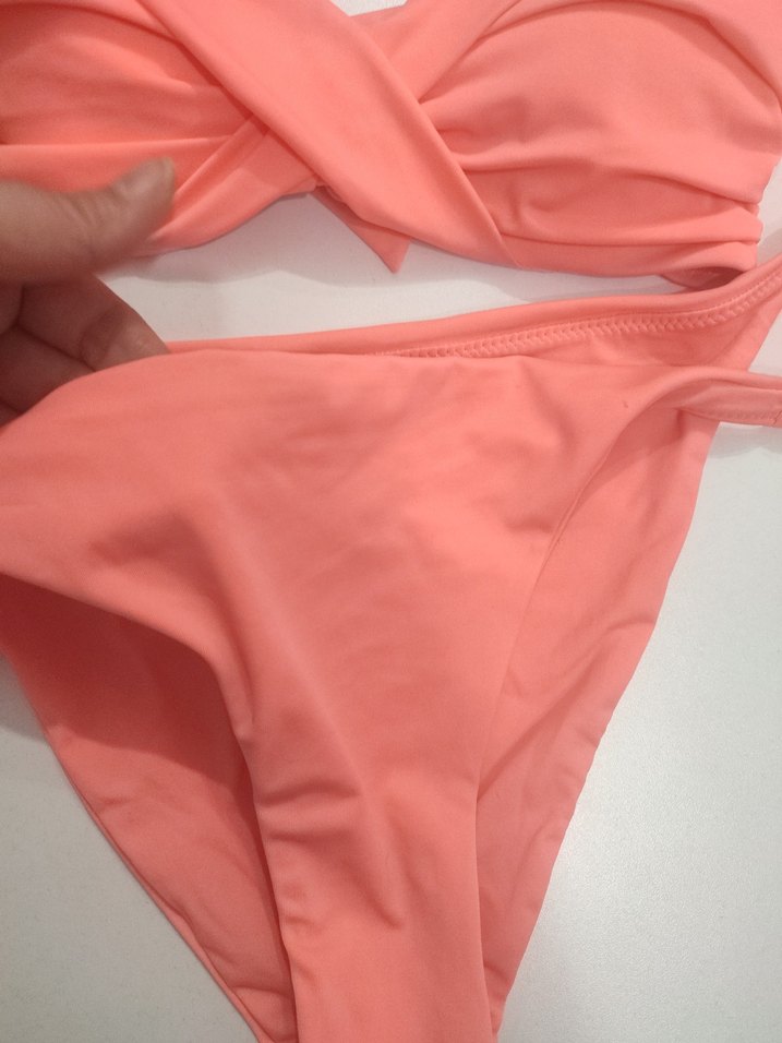 Fermuarlı İnce Askılı Midi Pembe Mayo - Görsel 3