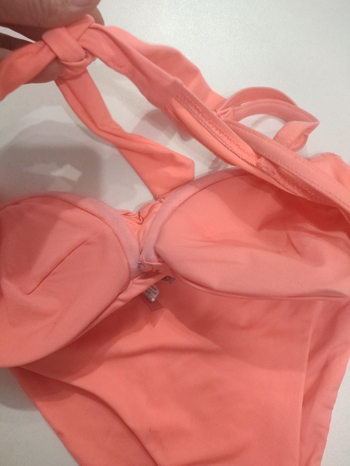 Fermuarlı İnce Askılı Midi Pembe Mayo - Görsel 4