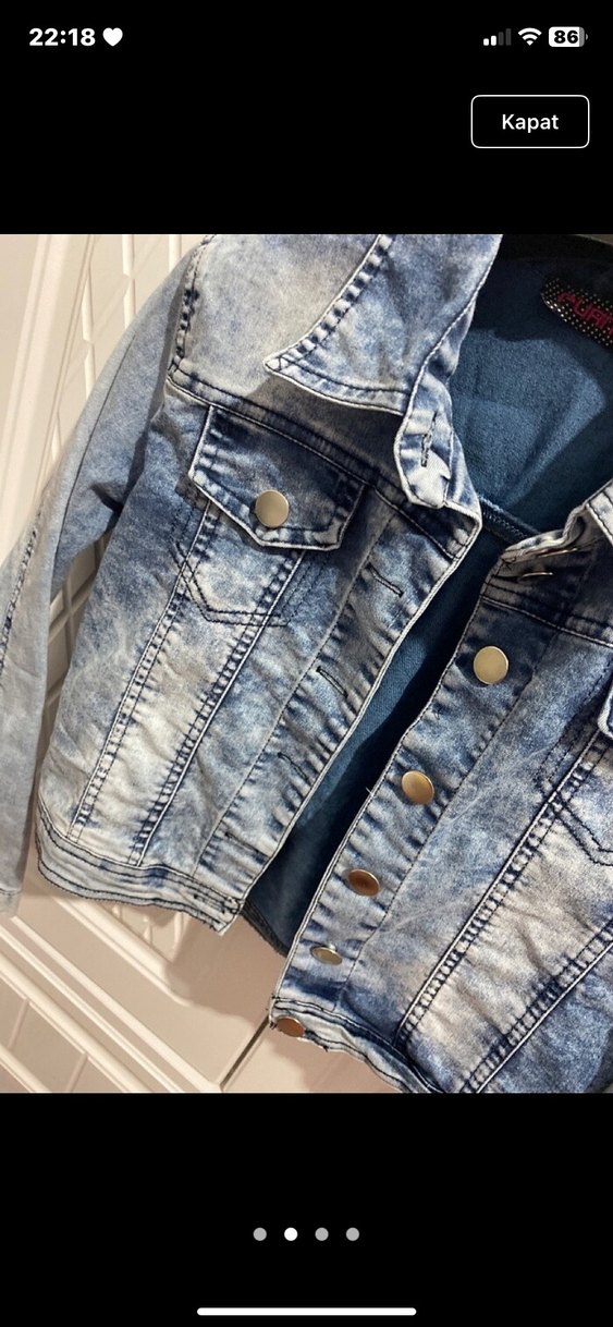 Kadın Mavi Kısa Denim Ceket - Görsel 2