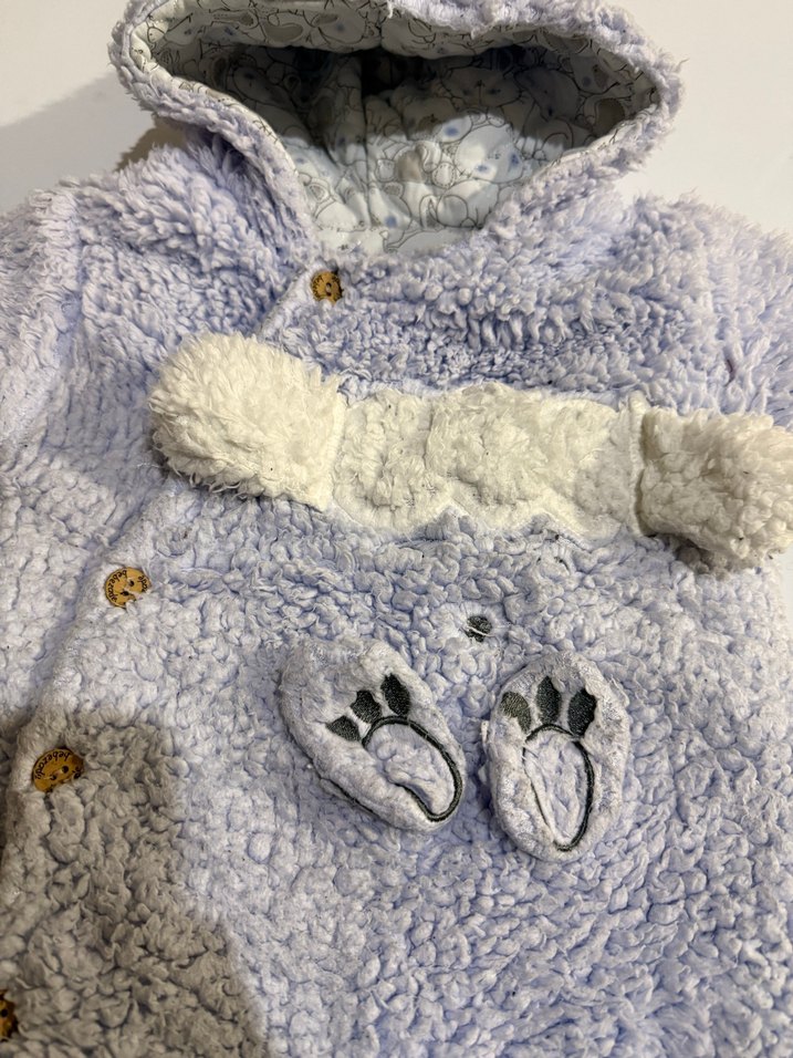 Gri Peluş Bebek Erkek Tulumu - Görsel 3