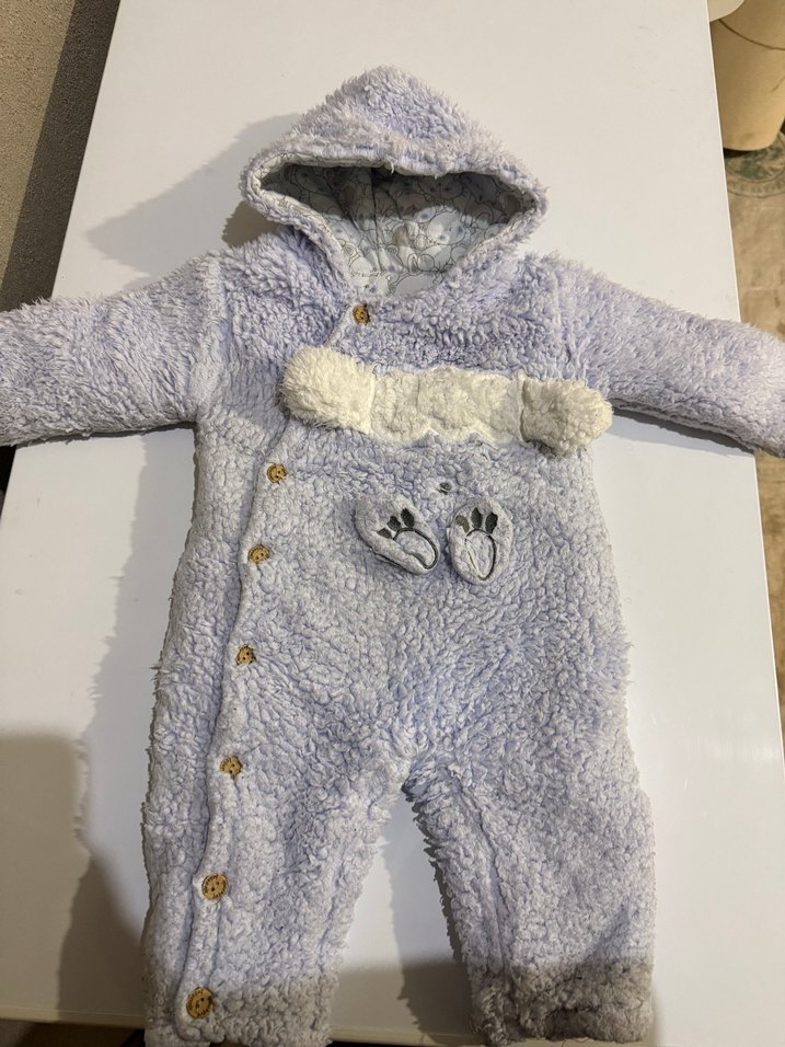 Gri Peluş Bebek Erkek Tulumu - Görsel 5