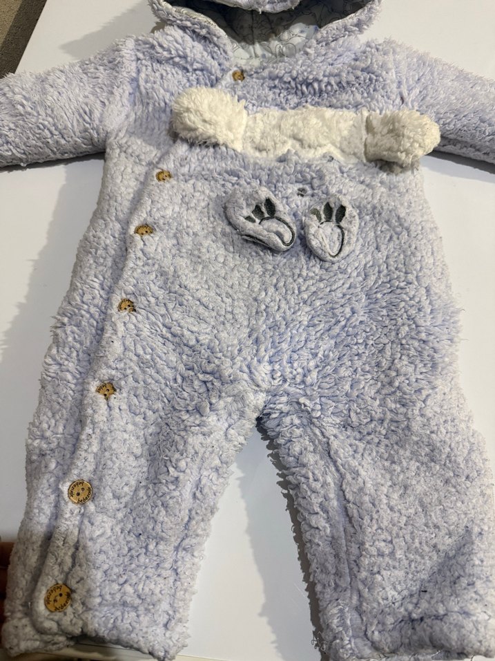 Gri Peluş Bebek Erkek Tulumu - Görsel 4