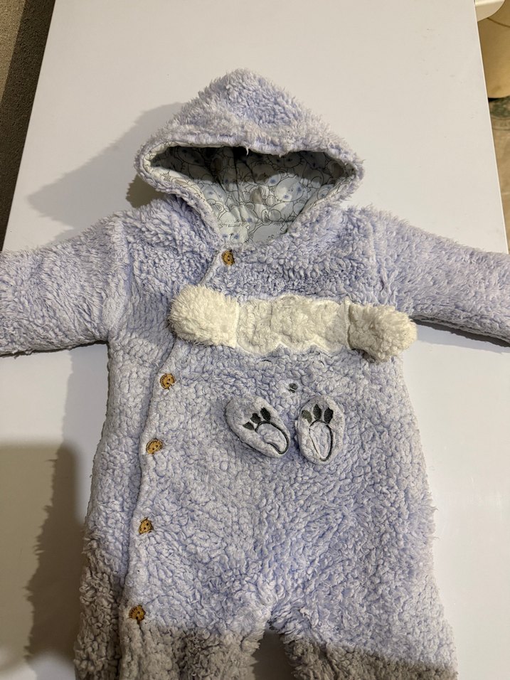 Gri Peluş Bebek Erkek Tulumu - Görsel 2