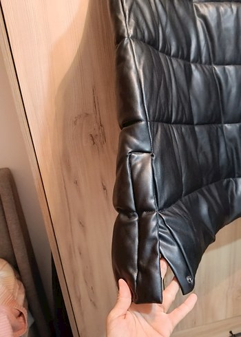 Fermuarlı Siyah Deri Kadın Yelek - Görsel 4