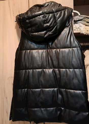 Fermuarlı Siyah Deri Kadın Yelek - Görsel 2