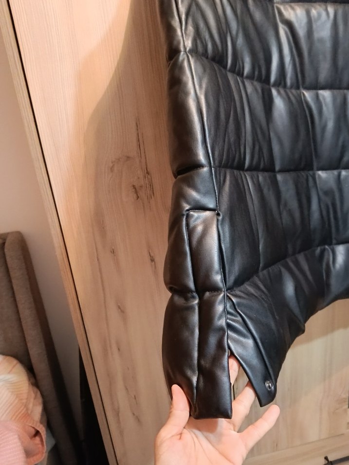 Fermuarlı Siyah Deri Kadın Yelek - Görsel 4