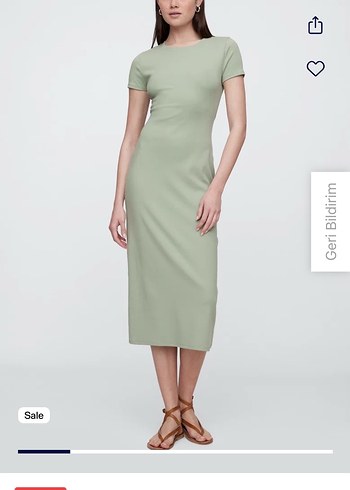 Gap Adacayi Yesili Minimal Midi Elbise