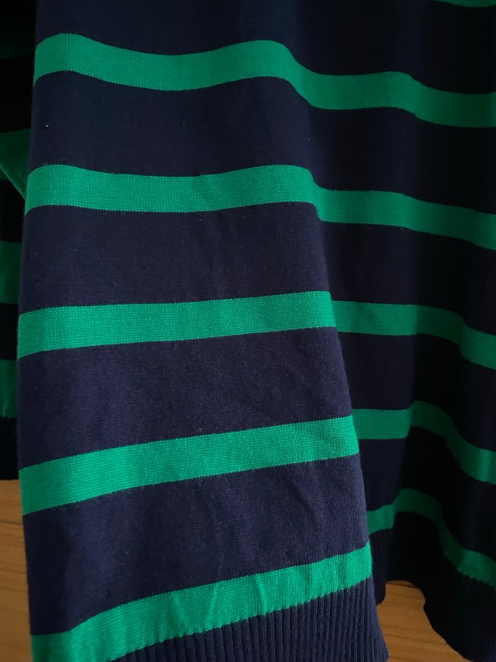 Yeşil Çizgili Düğmeli Uzun Kollu Triko Kazak - Görsel 2