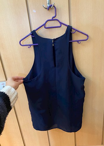 Mango Mavi Koyu Askılı Bluz