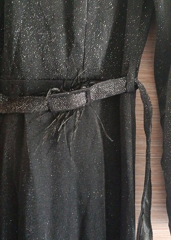42 Beden Uzun Siyah Gotik Drapeli Elbise