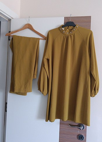 Diğer Drapeli Camel Renkli Kadın Henna Elbise