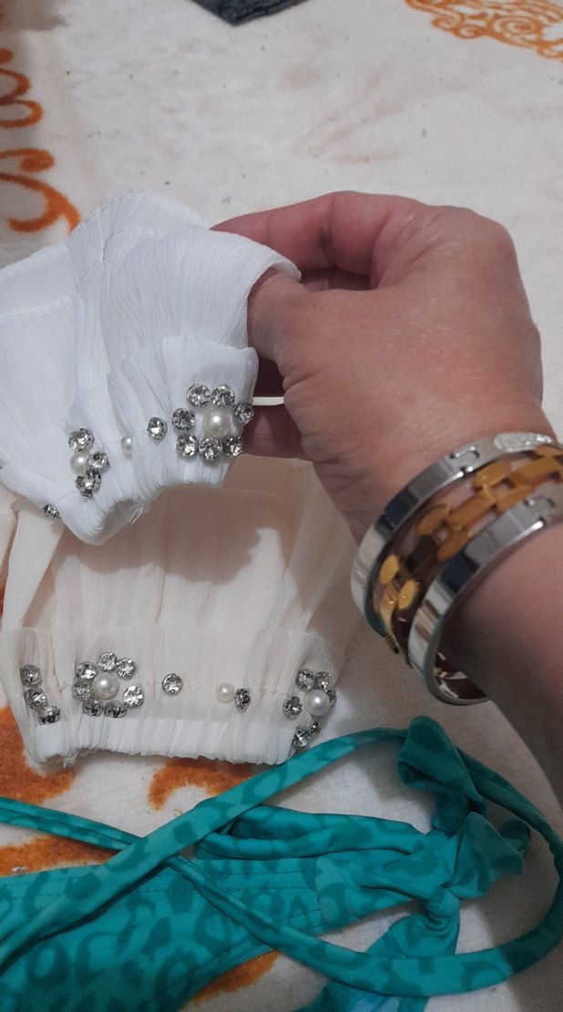 İnci İşlemeli Beyaz Kız Eldivenleri - Görsel 2