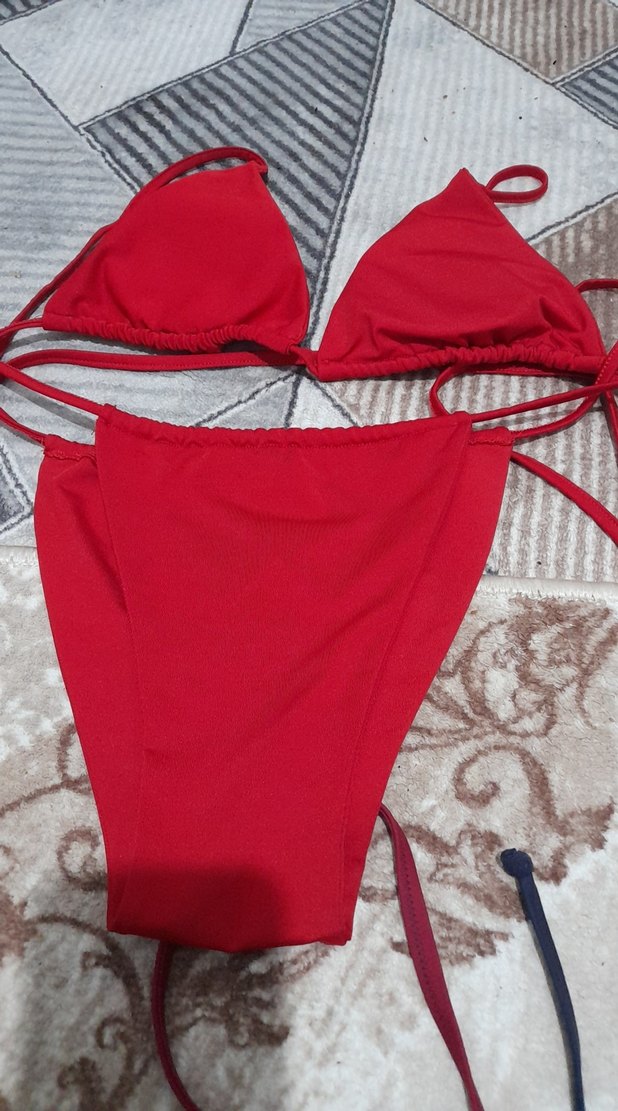 Kahverengi Yılan Desenli Strappy Bikini - Görsel 4