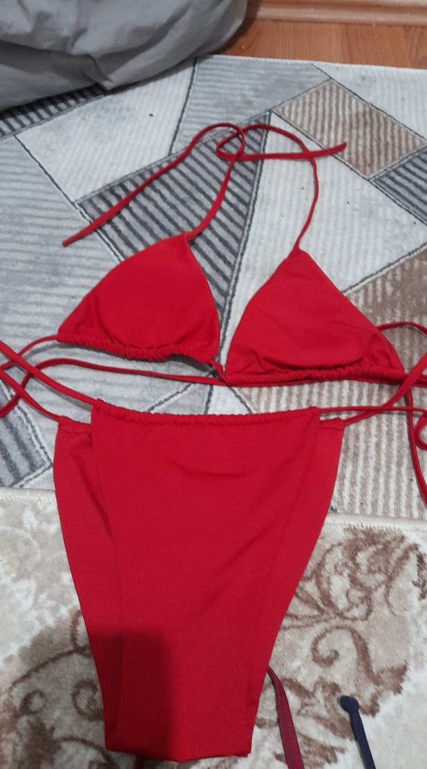 Kahverengi Yılan Desenli Strappy Bikini - Görsel 5