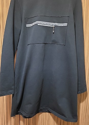 Kadın Siyah Uzun Fermuarlı Yelek ve takım şeklinde kısa tunik - Görsel 2