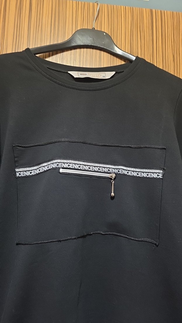 Kadın Siyah Uzun Fermuarlı Yelek ve takım şeklinde kısa tunik - Görsel 4