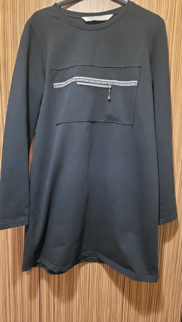 Kadın Siyah Uzun Fermuarlı Yelek ve takım şeklinde kısa tunik - Görsel 2